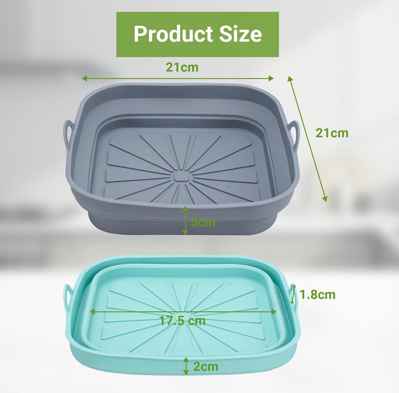 Set de 2 Moldes de Silicona Reutilizables para Freidora de Aire (Cuadrados)