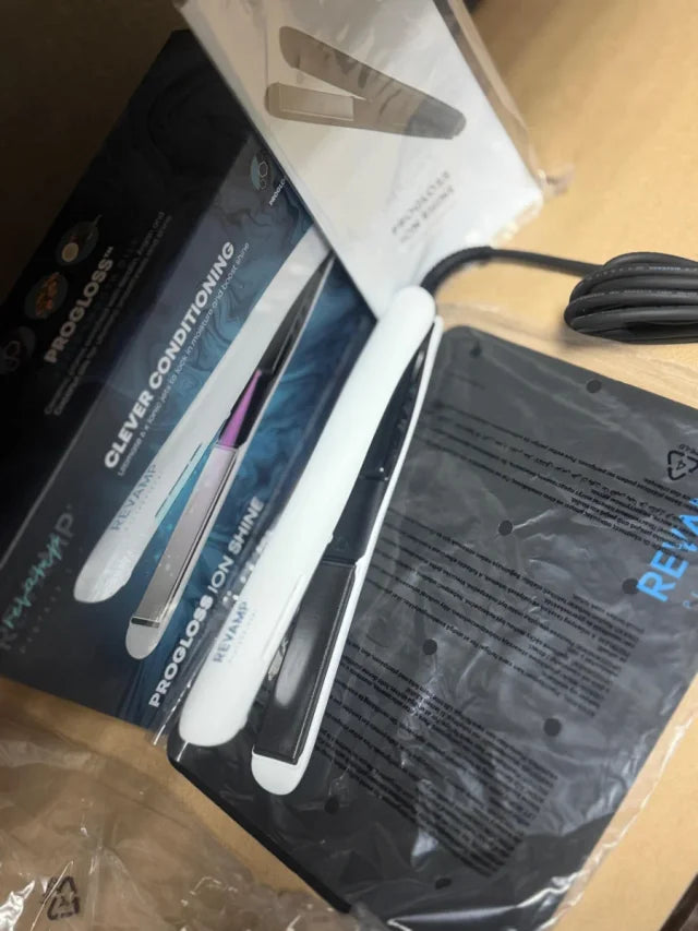 Plancha de Pelo de Cerámica Revamp Progloss Ion Shine (Blanca)