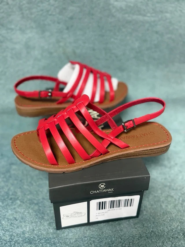 Red Sandals Size 38, NEW!