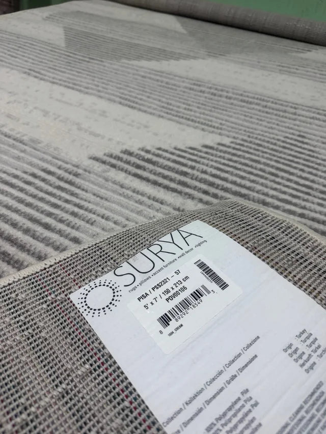 Alfombra Abstracta Moderna Marfil y Gris (152 x 213 cm)