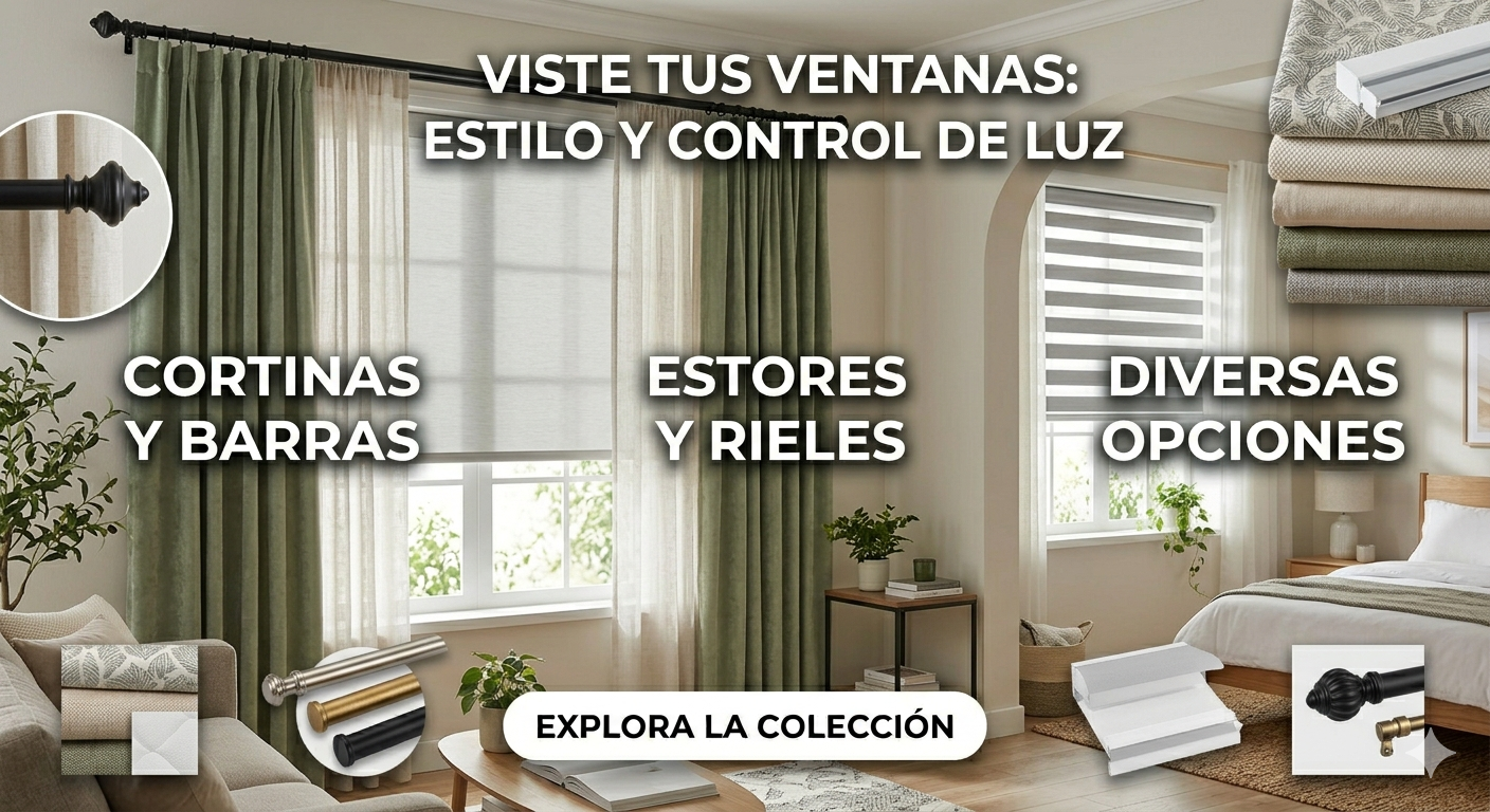 Cortinas, Barras de Cortinas, Estores etc