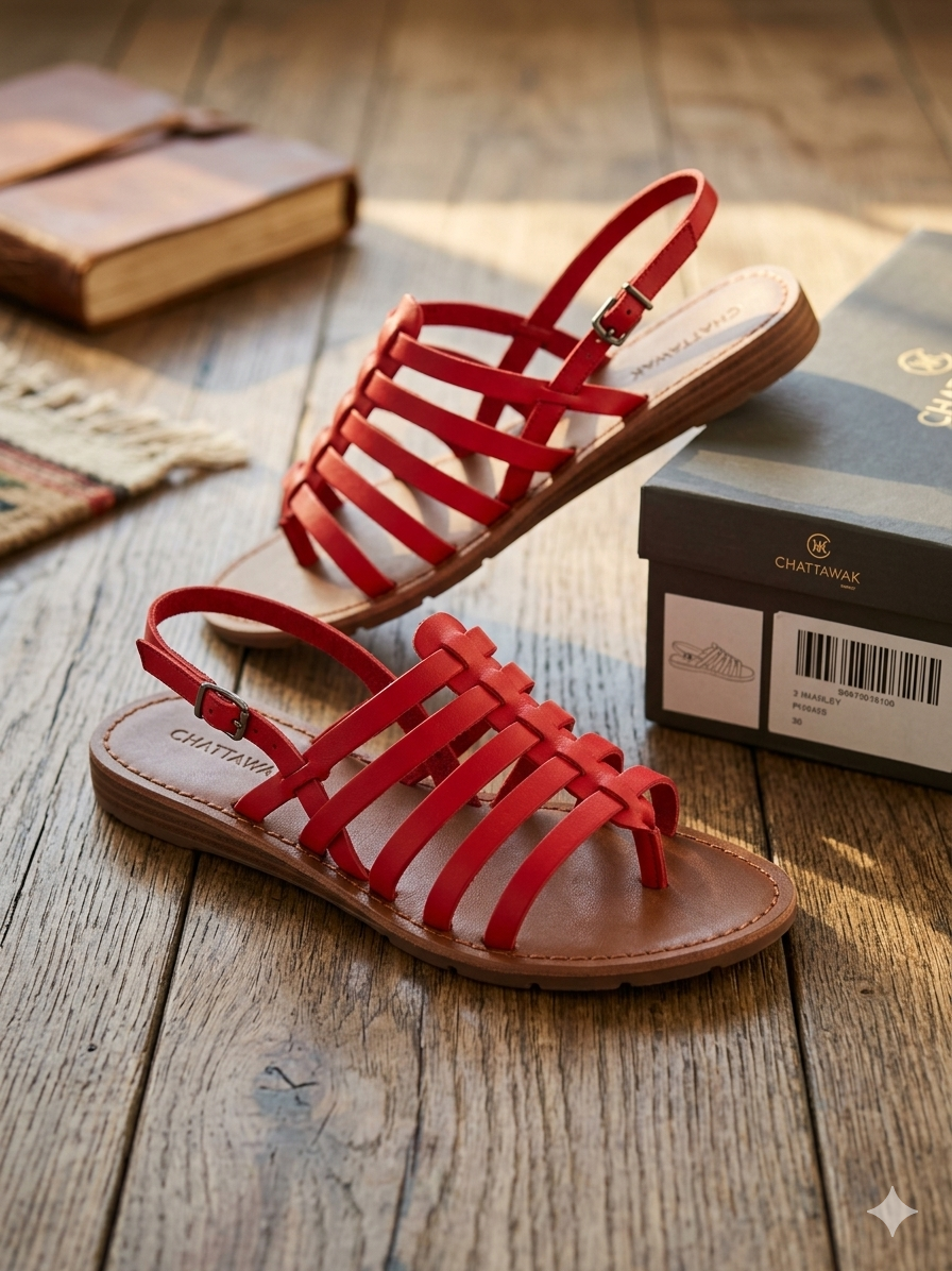 Red Sandals Size 38, NEW!