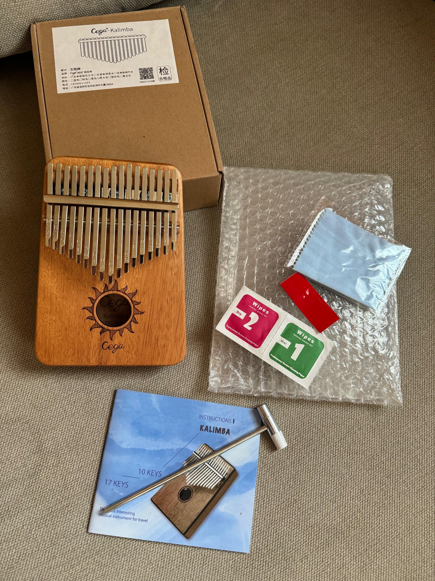 Kalimba Profesional de 17 Teclas – Piano de Pulgar en Madera Maciza