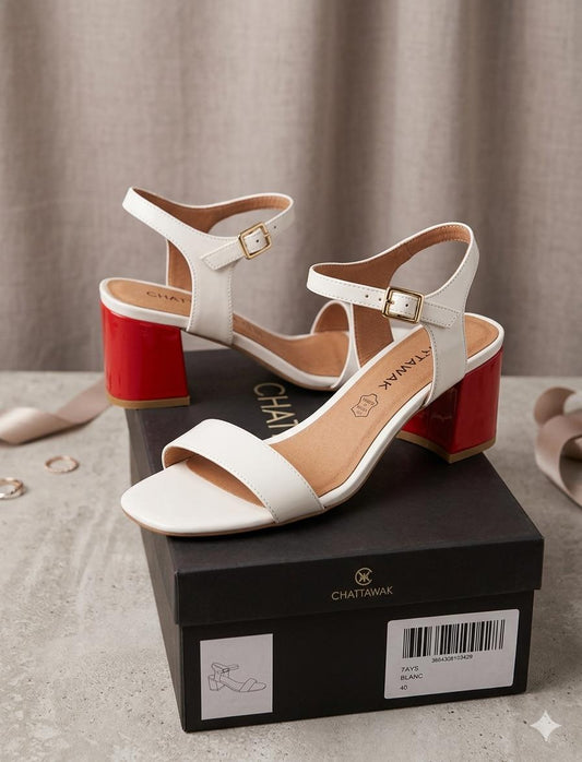 Sandalias Chattawak 7-LYS (Blanco/Rojo) – Talla 40