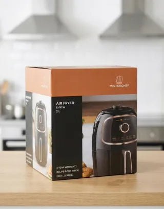 Freidora de Aire Compacta MisterChef (2 Litros) – Negro y Oro