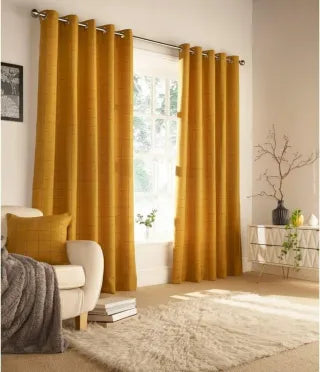 Juego de Cortinas de Ojales Furn (Modelo Ellis Ringtop) – Color Ocre (229 × 229 cm)