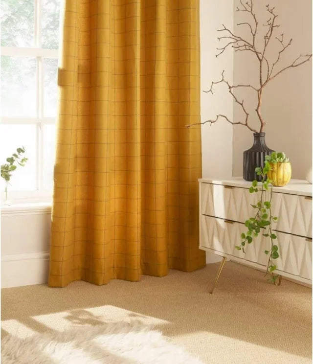 Juego de Cortinas de Ojales Furn (Modelo Ellis Ringtop) – Color Ocre (229 × 229 cm)