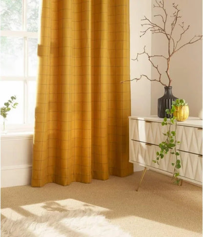 Juego de Cortinas de Ojales Furn (Modelo Ellis Ringtop) – Color Ocre (229 × 229 cm)