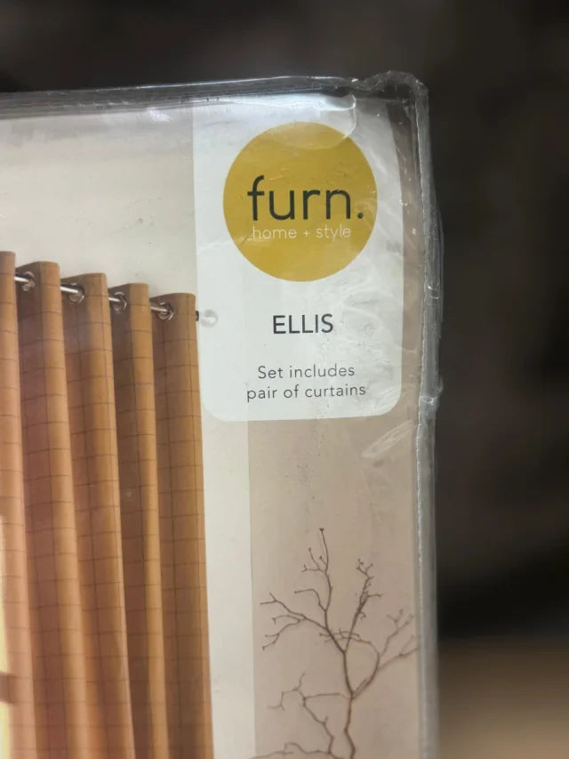 Juego de Cortinas de Ojales Furn (Modelo Ellis Ringtop) – Color Ocre (229 × 229 cm)