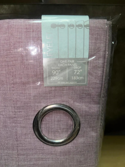 Juego de Cortinas Opacas de Ojales Riva Home (Modelo Eclipse Blackout) – Color Malva (229 × 183 cm)