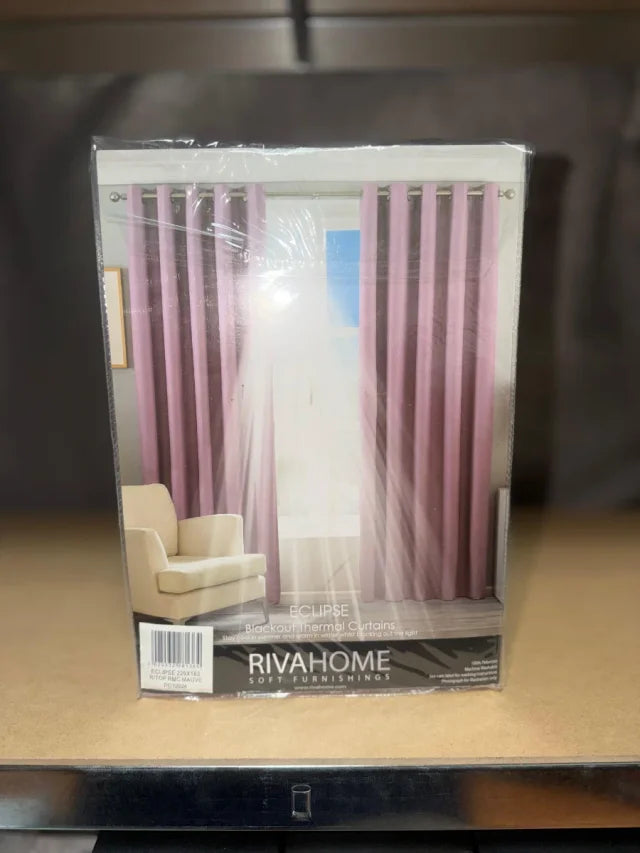Juego de Cortinas Opacas de Ojales Riva Home (Modelo Eclipse Blackout) – Color Malva (229 × 183 cm)