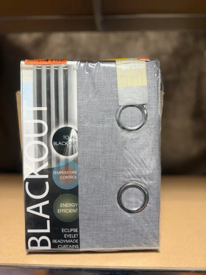 Curtains 117x137cm Eyelet Grey (Pair) NEW