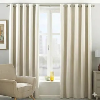 Ivory Eyelet Curtains 168x137cm (Pair) NEW