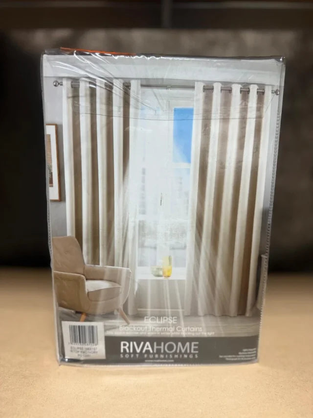 Ivory Eyelet Curtains 168x137cm (Pair) NEW