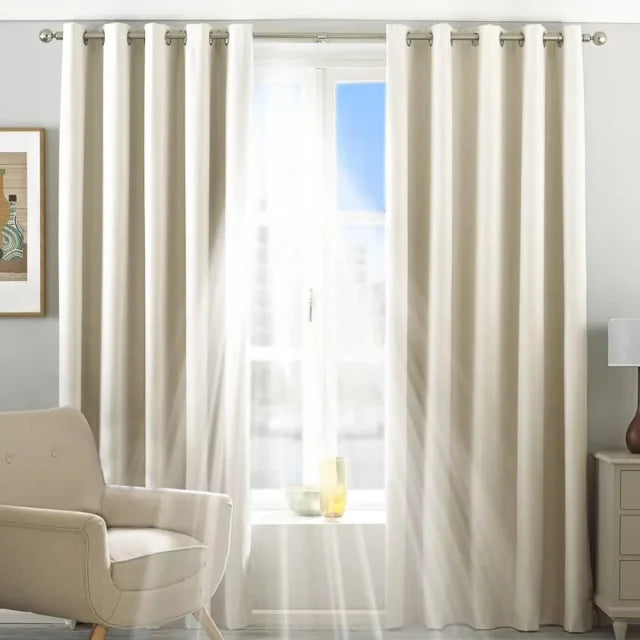 Ivory Eyelet Curtains 168x137cm (Pair) NEW