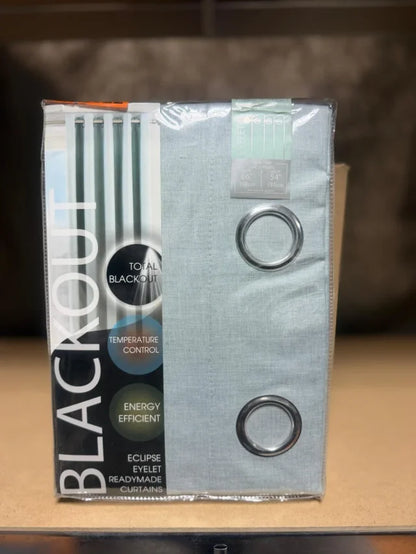 Juego de Cortinas Opacas de Ojales Riva Home (Modelo Eclipse Blackout) – Azul Huevo de Pato / Grisáceo (168 × 137 cm)