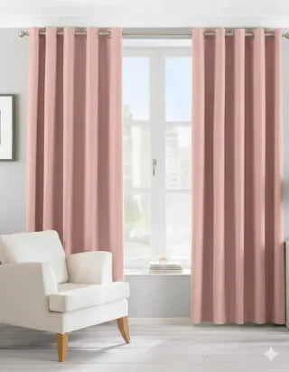 Pink Eyelet Curtains 117x137cm (Pair) NEW