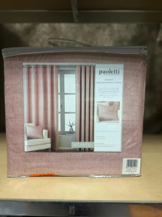 Pink Eyelet Curtains 117x137cm (Pair) NEW