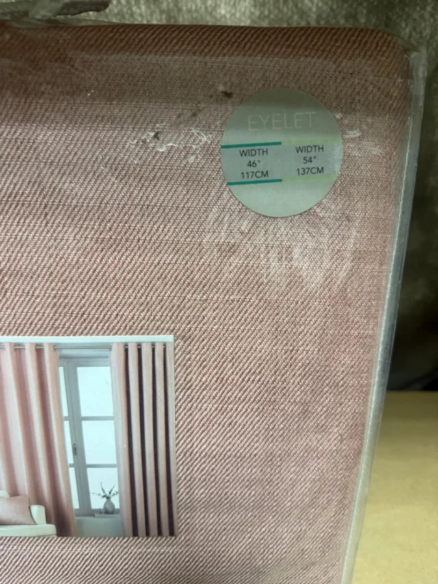 Pink Eyelet Curtains 117x137cm (Pair) NEW