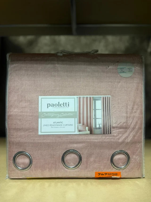 Pink Eyelet Curtains 117x137cm (Pair) NEW