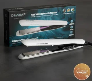 Plancha de Pelo de Cerámica Revamp Progloss Ion Shine (Blanca)
