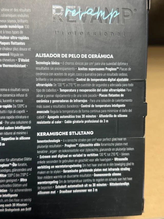Plancha de Pelo de Cerámica Revamp Progloss Ion Shine (Blanca)