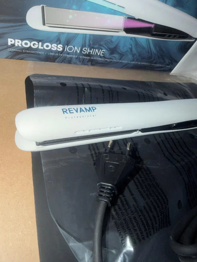 Plancha de Pelo de Cerámica Revamp Progloss Ion Shine (Blanca)