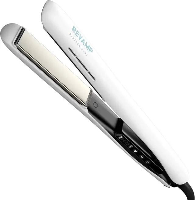 Plancha de Pelo de Cerámica Revamp Progloss Ion Shine (Blanca)