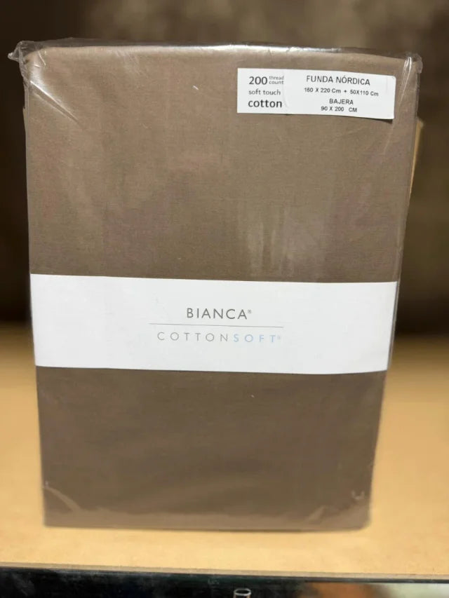 Juego de Funda Nórdica Bianca Plain Dyed (160×220 cm) – Taupe