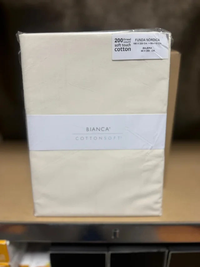Juego de Funda Nórdica Bianca Plain Dyed (160×220 cm) – Crema