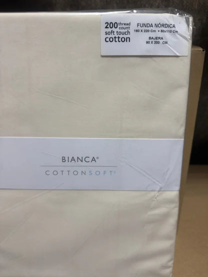 Juego de Funda Nórdica Bianca Plain Dyed (160×220 cm) – Crema