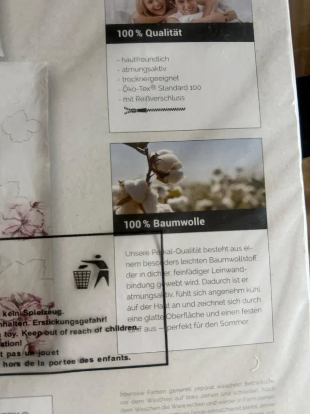 Duvet Cover Cotton Bed 80/90 Pink Flowers €13