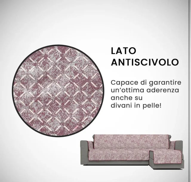 Funda de Sofá Antideslizante Glamour para Chaise Longue Derecha (290 cm) – Burdeos
