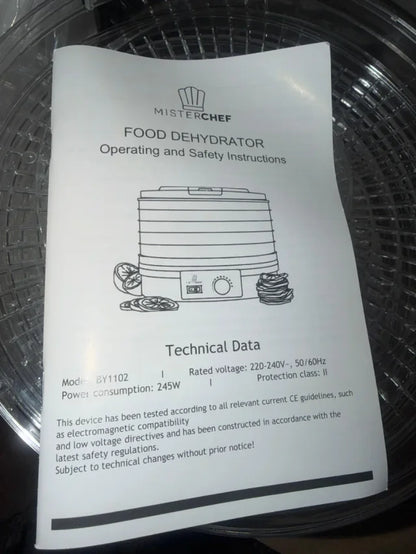 Deshidratador de Alimentos MisterChef 250W (5 Bandejas Grandes)