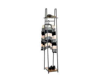 Armario de Pie Moderno HAKU Möbel (38×40×166 cm) – Roble y Negro