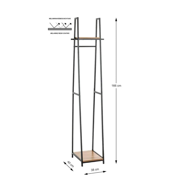 Armario de Pie Moderno HAKU Möbel (38×40×166 cm) – Roble y Negro