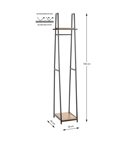 Armario de Pie Moderno HAKU Möbel (38×40×166 cm) – Roble y Negro