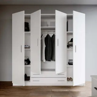 Armario de Gran Capacidad de 4 Puertas y 2 Cajones (200×200×50 cm)