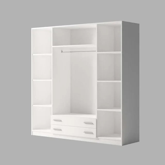 Armario de Gran Capacidad de 4 Puertas y 2 Cajones (200×200×50 cm)