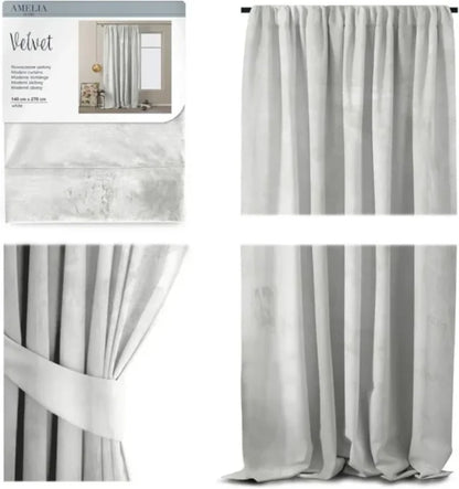 Pair of Velvet Curtains 140x270cm White