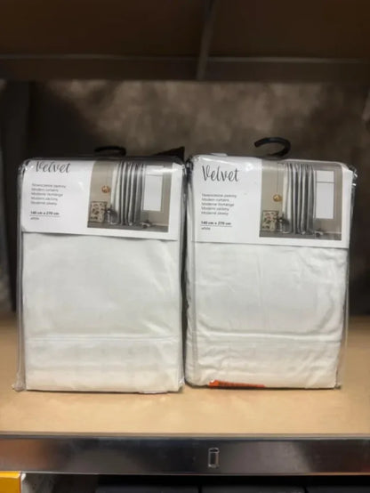Pair of Velvet Curtains 140x270cm White