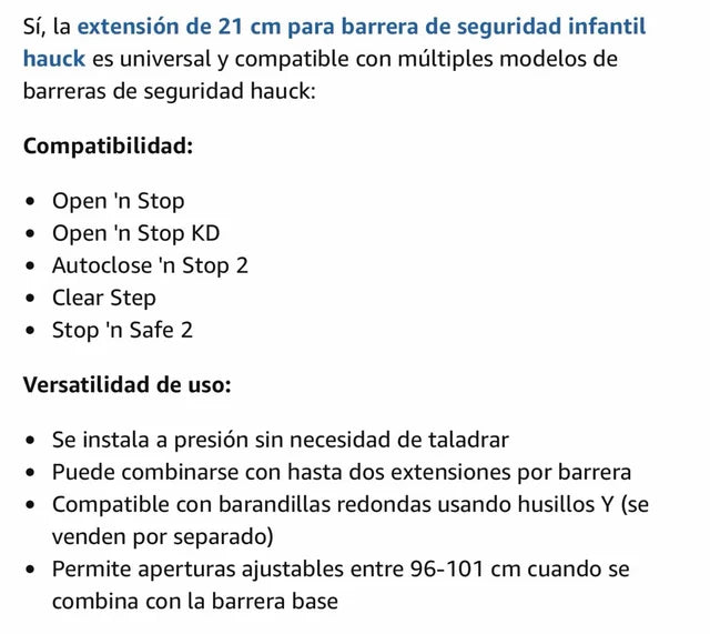 Extensión de 21 cm para Barreras de Seguridad Hauck – Blanco