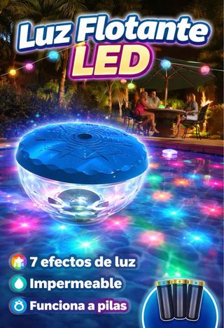 Luz Flotante LED Impermeable para Piscina y Jardín
