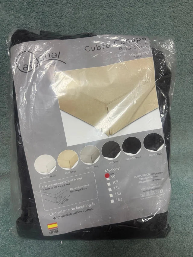 Cubre Canapé con Fuelle Inglés Martina Home (Modelo Canada) – Negro (Cama de 90)