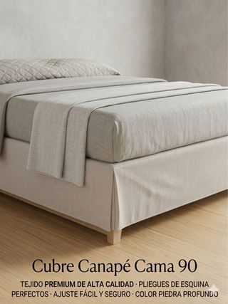 Cubre Canapé con Fuelle Inglés – Color Piedra (Cama de 90)