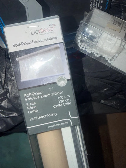 Estor Enrollable de Tracción Central Liedeco – Color Café Latte (100 × 130 cm)