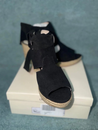 Sandalias de Cuña Tipo Alpargata Chattawak (Modelo 5-CHARLOTTE) – Negras (Talla 41)