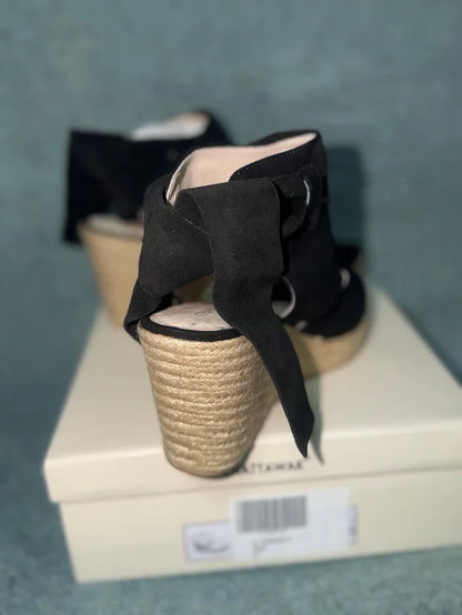 Sandalias de Cuña Tipo Alpargata Chattawak (Modelo 5-CHARLOTTE) – Negras (Talla 41)