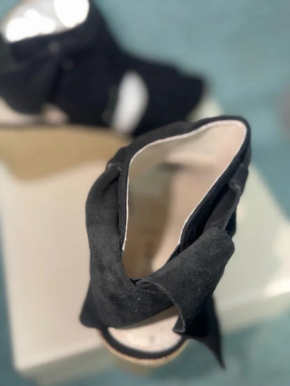 Sandalias de Cuña Tipo Alpargata Chattawak (Modelo 5-CHARLOTTE) – Negras (Talla 41)