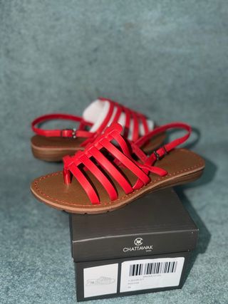 Red Sandals Size 38, NEW!